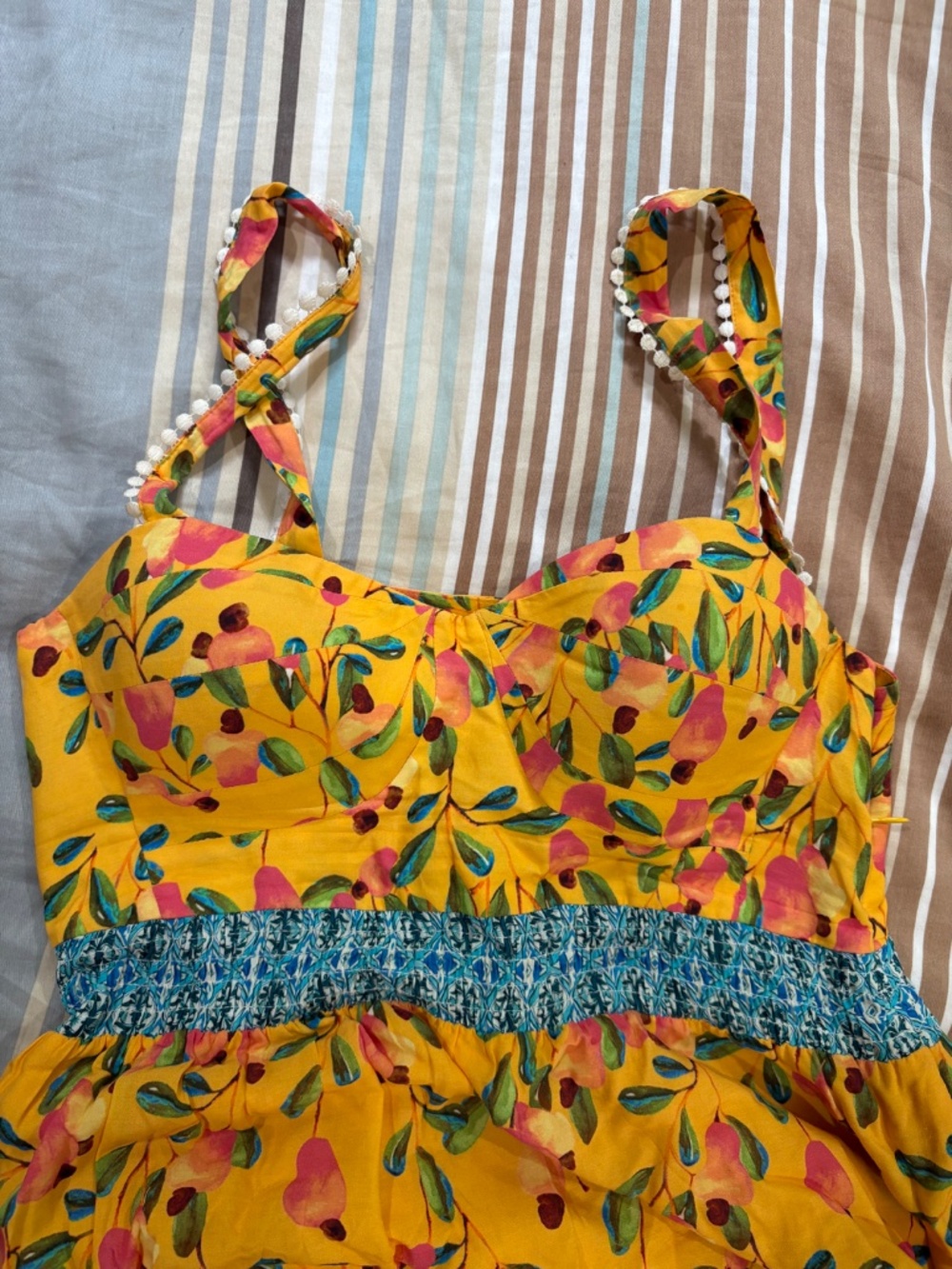 Farm Rio for Anthropologie Yellow Floral Maxi Dress | Boho Statement Dress US 4 - Picture 9 of 9